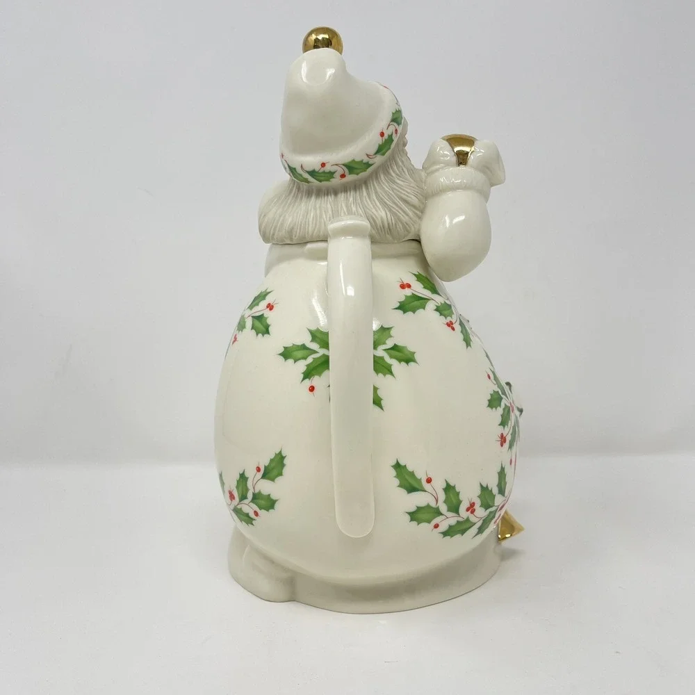 VTG Holiday Santa Collection Teapot By LENOX Skiing Santa‎ Claus 1999 Christmas
